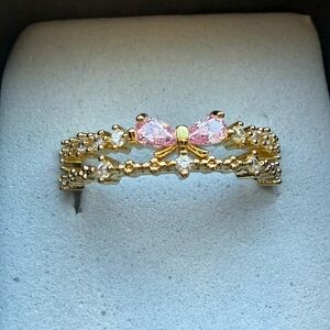 NWT Pretty Bird Jewelry gold plated double row adjustable ring